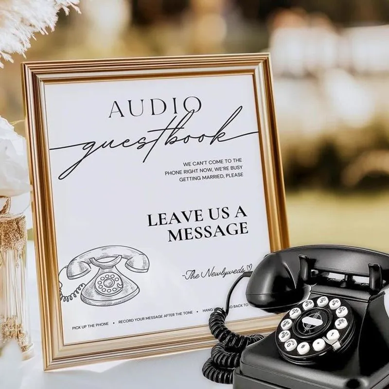 Audio guestbook with vintage phone