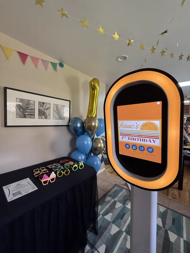 Isaac's 1st birthday booth setup